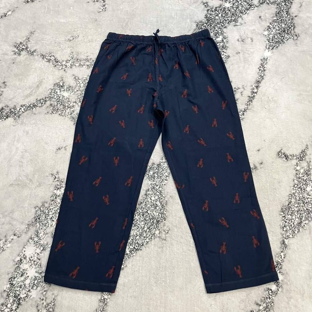 Nautica Sleep Pants Mens XL Blue Red Lobster Print Drawstring Lounge Pajama